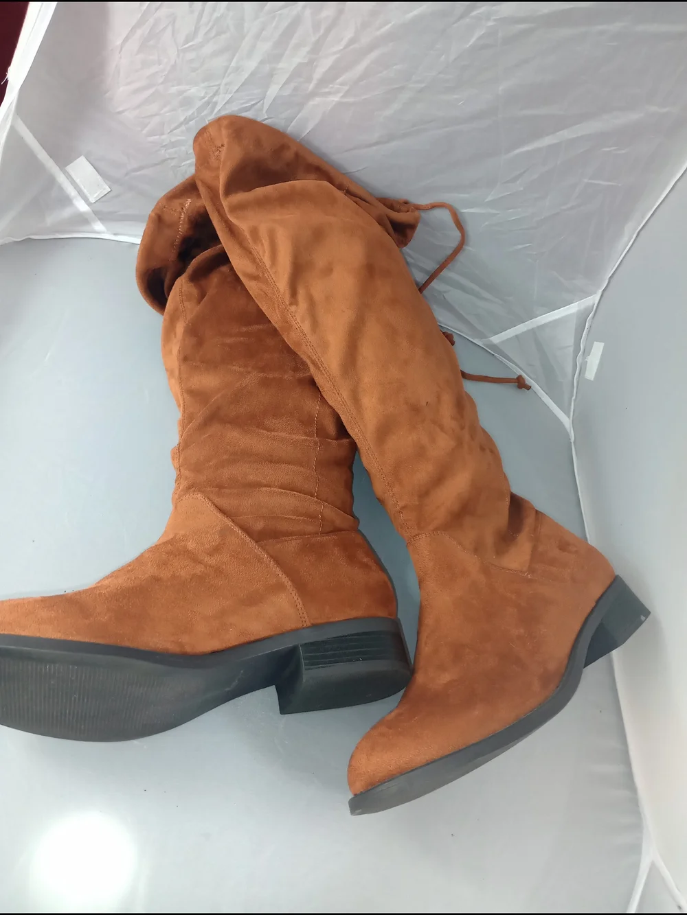 Comfortview Tall Orange Brown Suede Over-the-Knee Boots